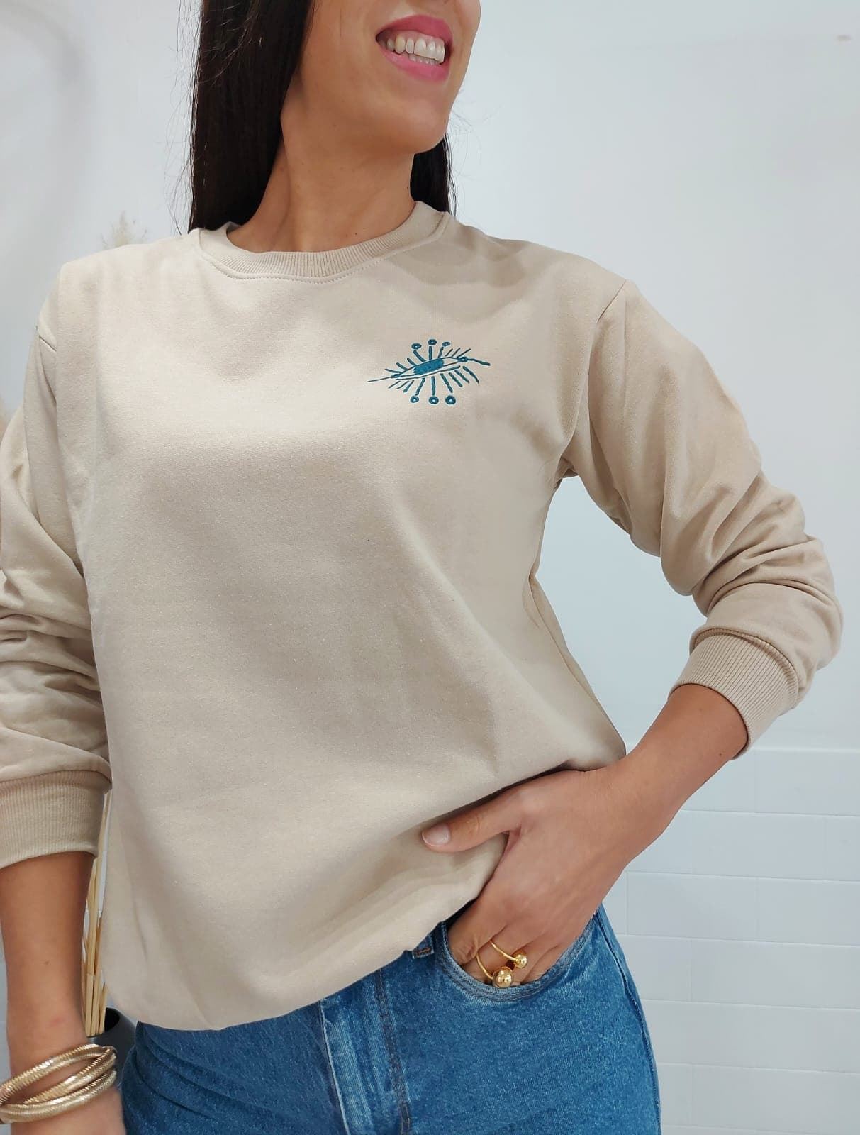 SUDADERA BEIGE&BLUE BEIGE - Imagen 3