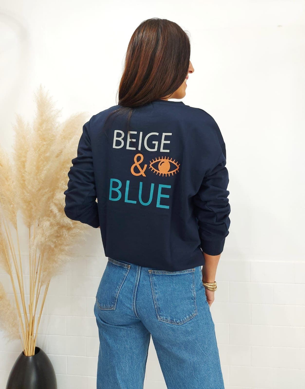 SUDADERA BEIGE&BLUE MARINO - Imagen 1