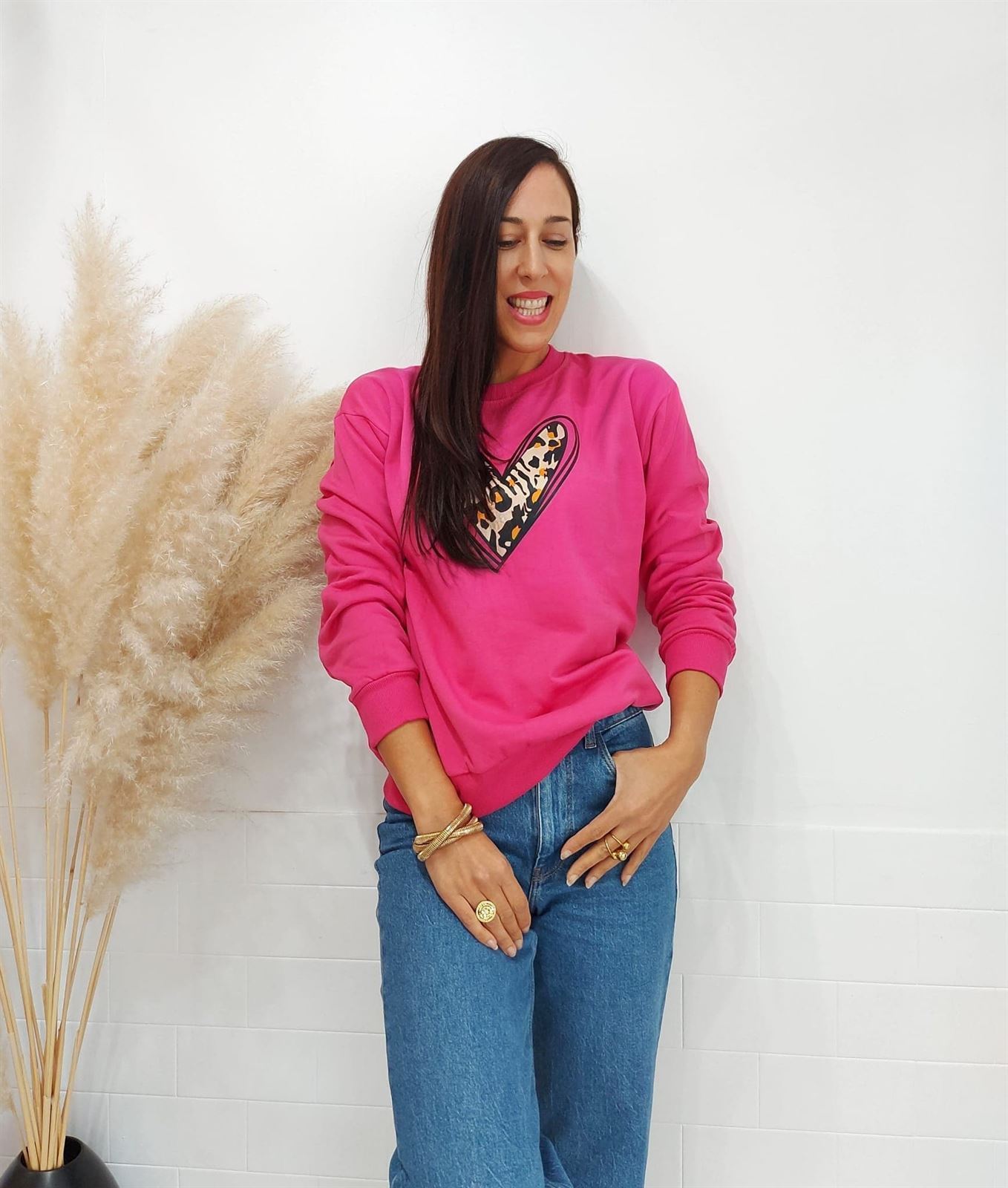 SUDADERA CORAZON FUCSIA - Imagen 3