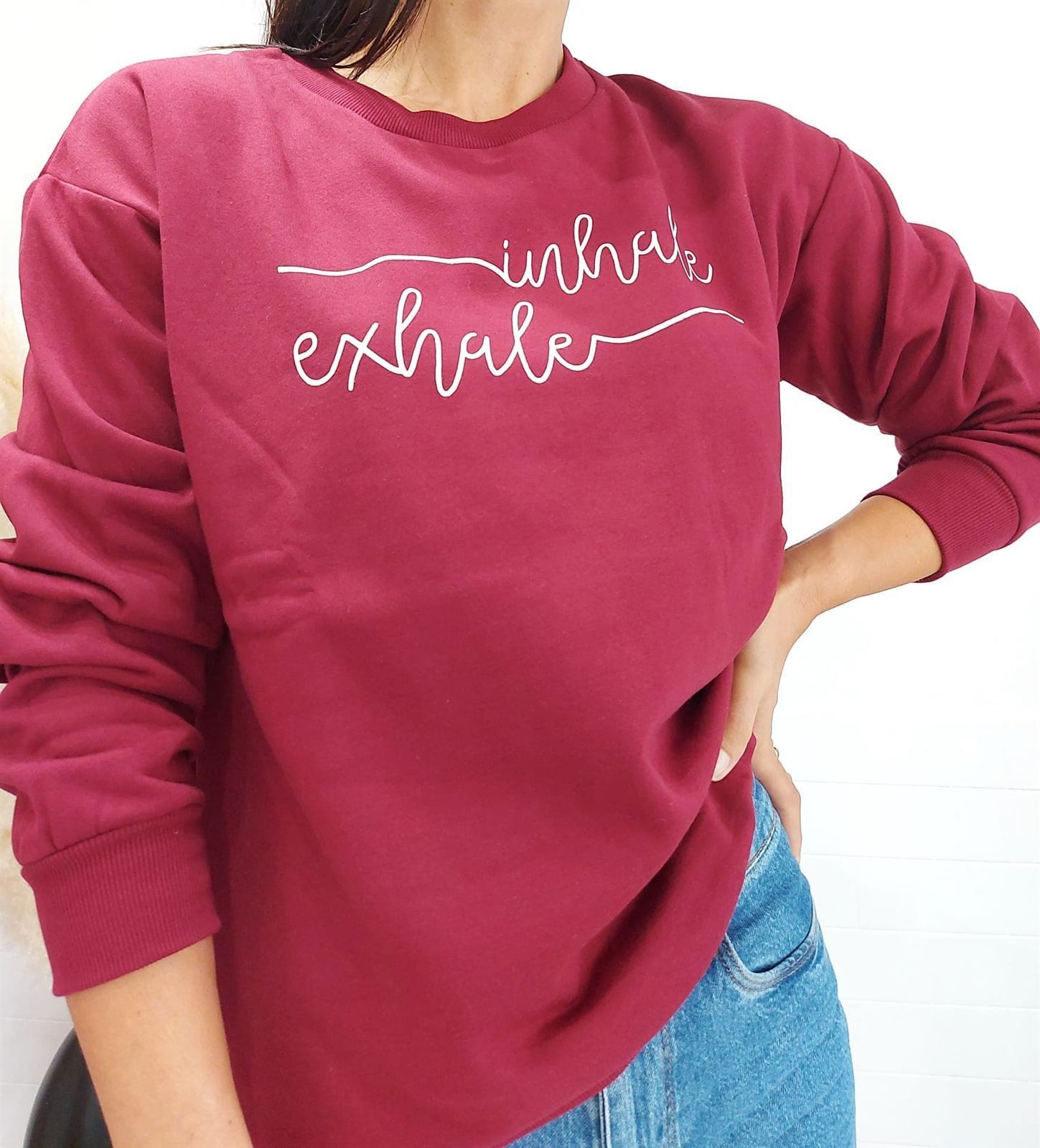 SUDADERA INHALE EXHALE BURDEOS - Imagen 2