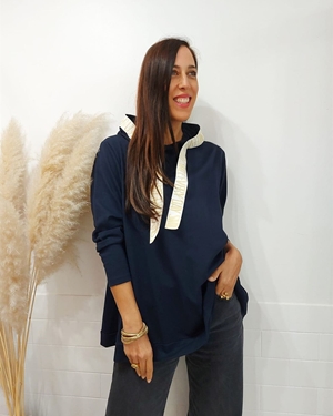 SUDADERA OVERSIZE MARINO - Imagen 1