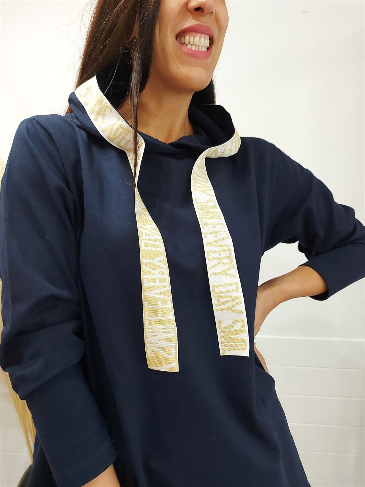 SUDADERA OVERSIZE MARINO - Imagen 2