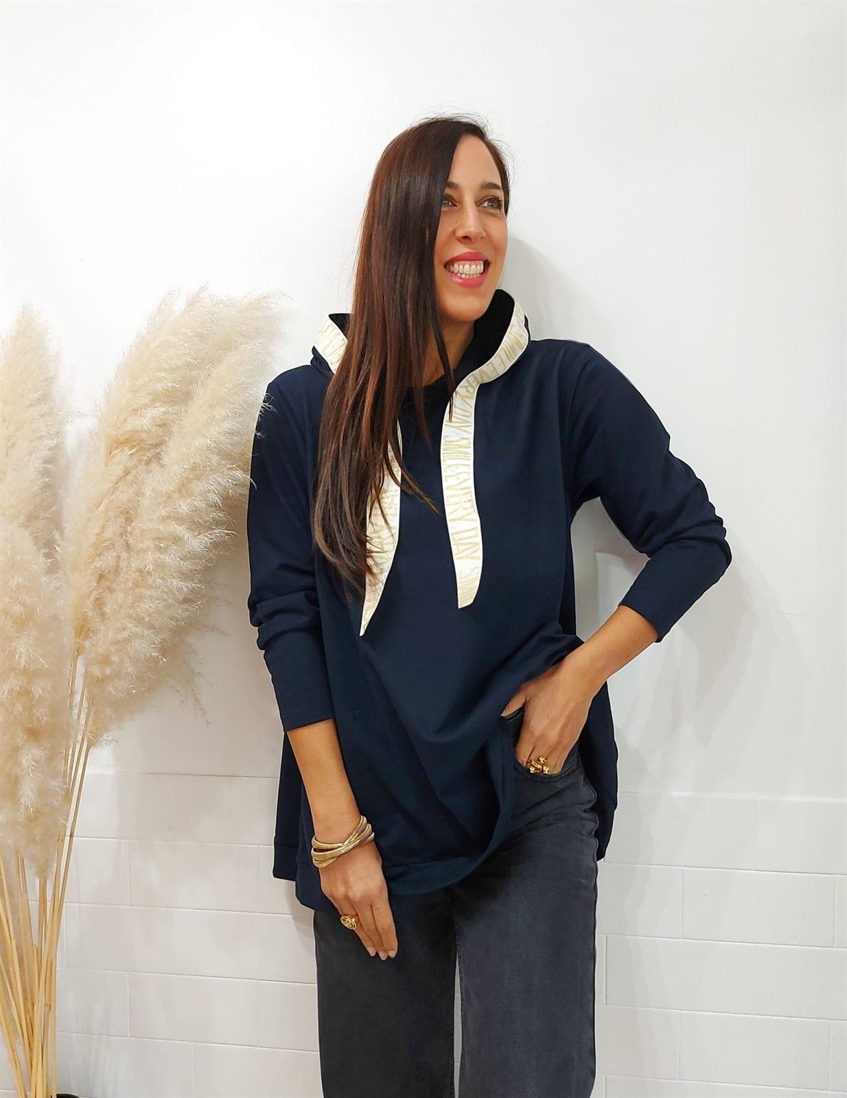 SUDADERA OVERSIZE MARINO - Imagen 3