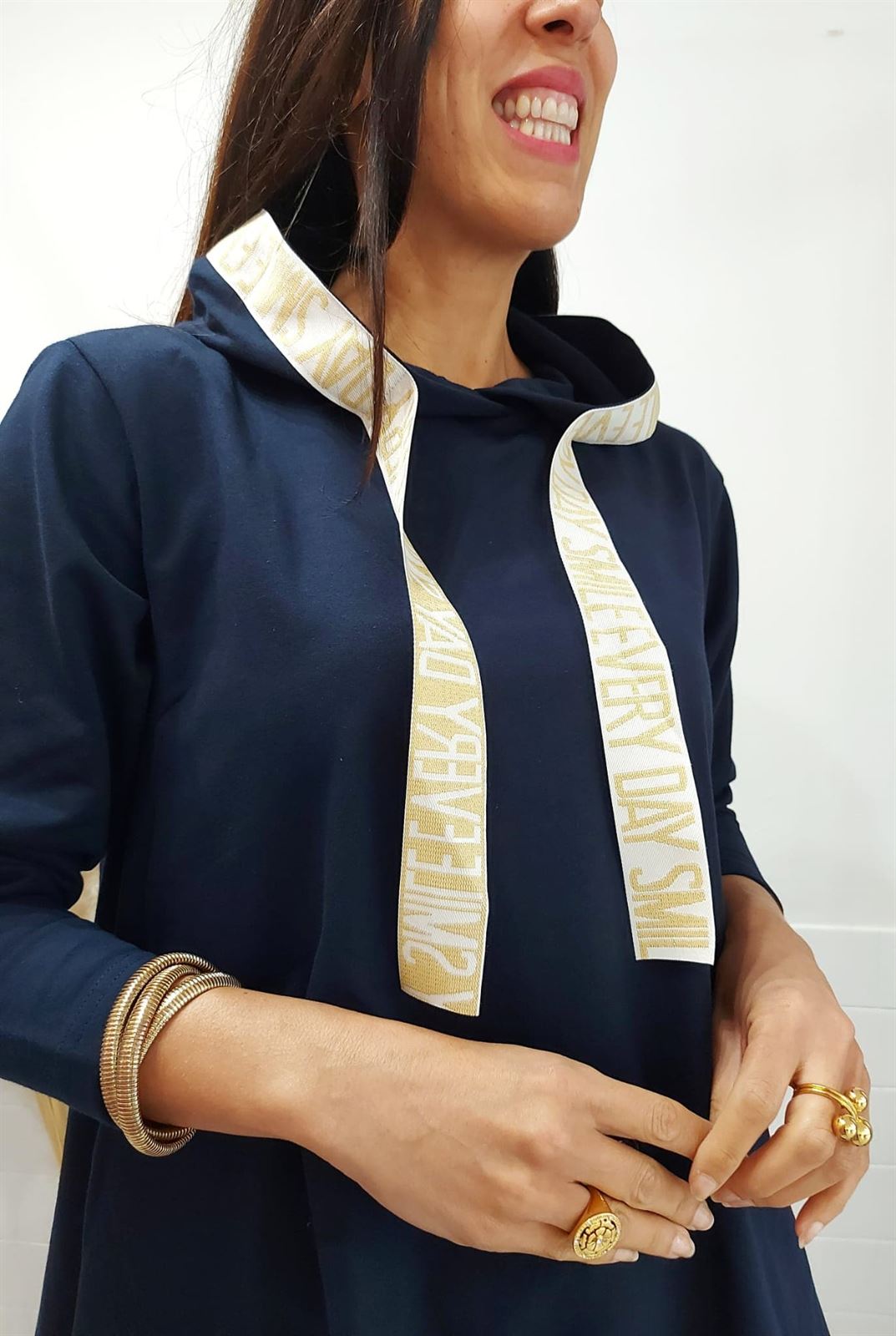 SUDADERA OVERSIZE MARINO - Imagen 4