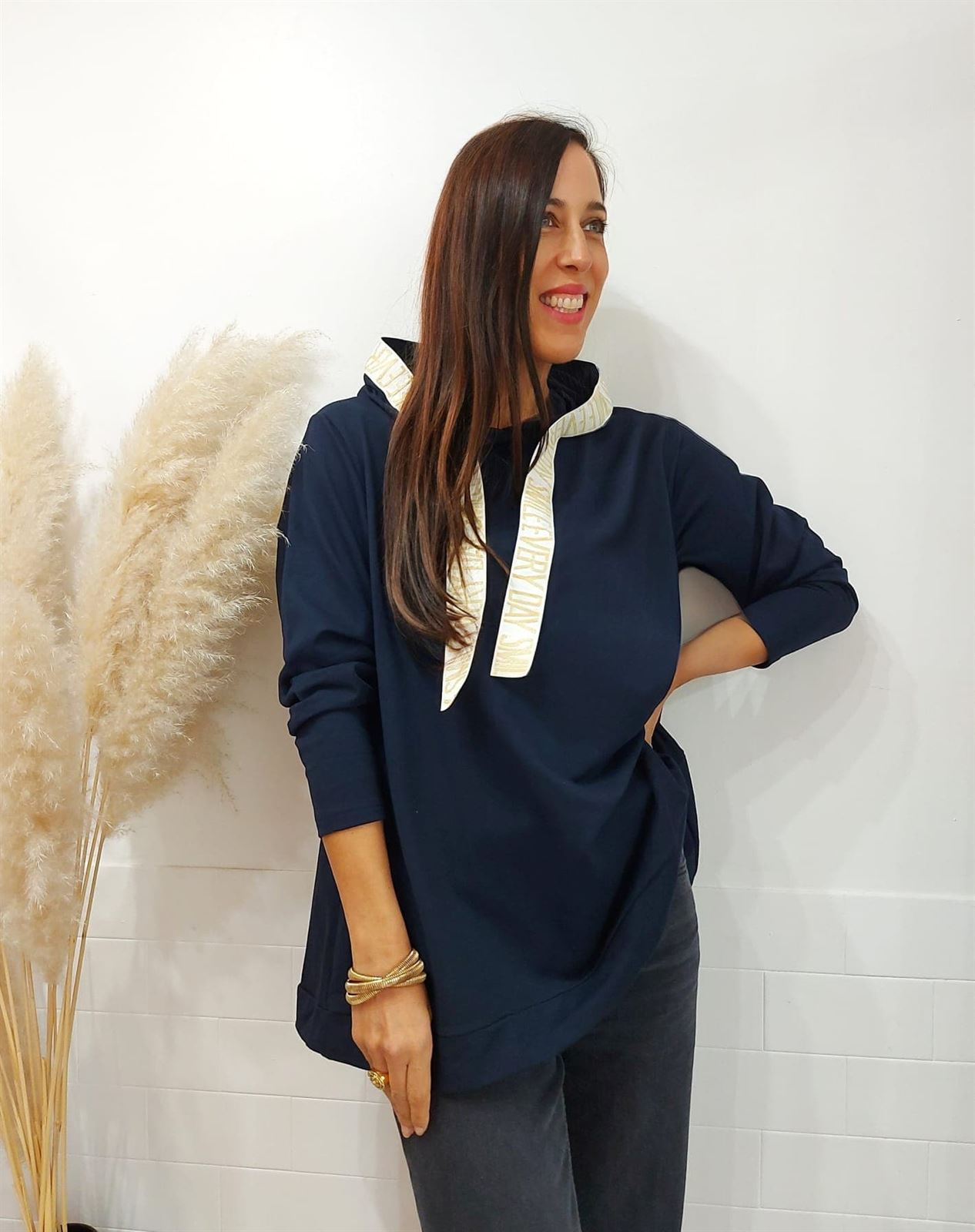 SUDADERA OVERSIZE MARINO - Imagen 6