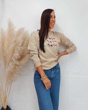 SUDADERA PERROS BEIGE - Imagen 1