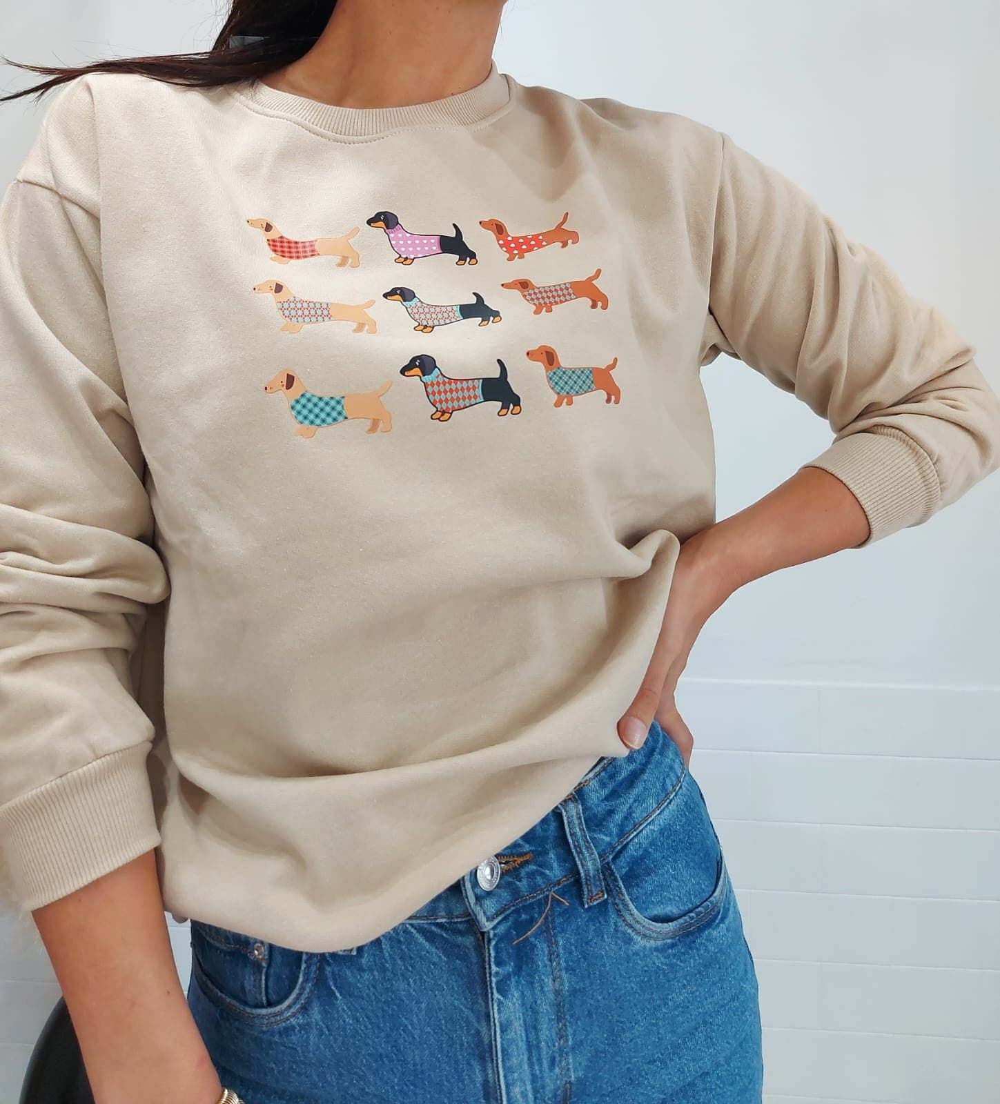 SUDADERA PERROS BEIGE - Imagen 2