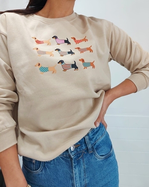 SUDADERA PERROS BEIGE - Imagen 2