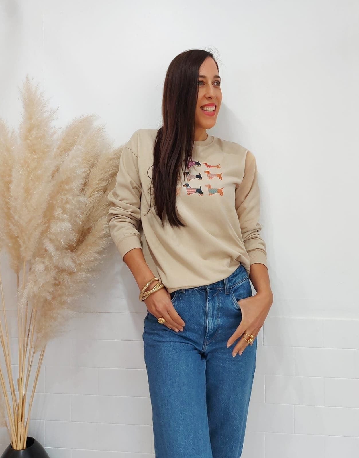 SUDADERA PERROS BEIGE - Imagen 3