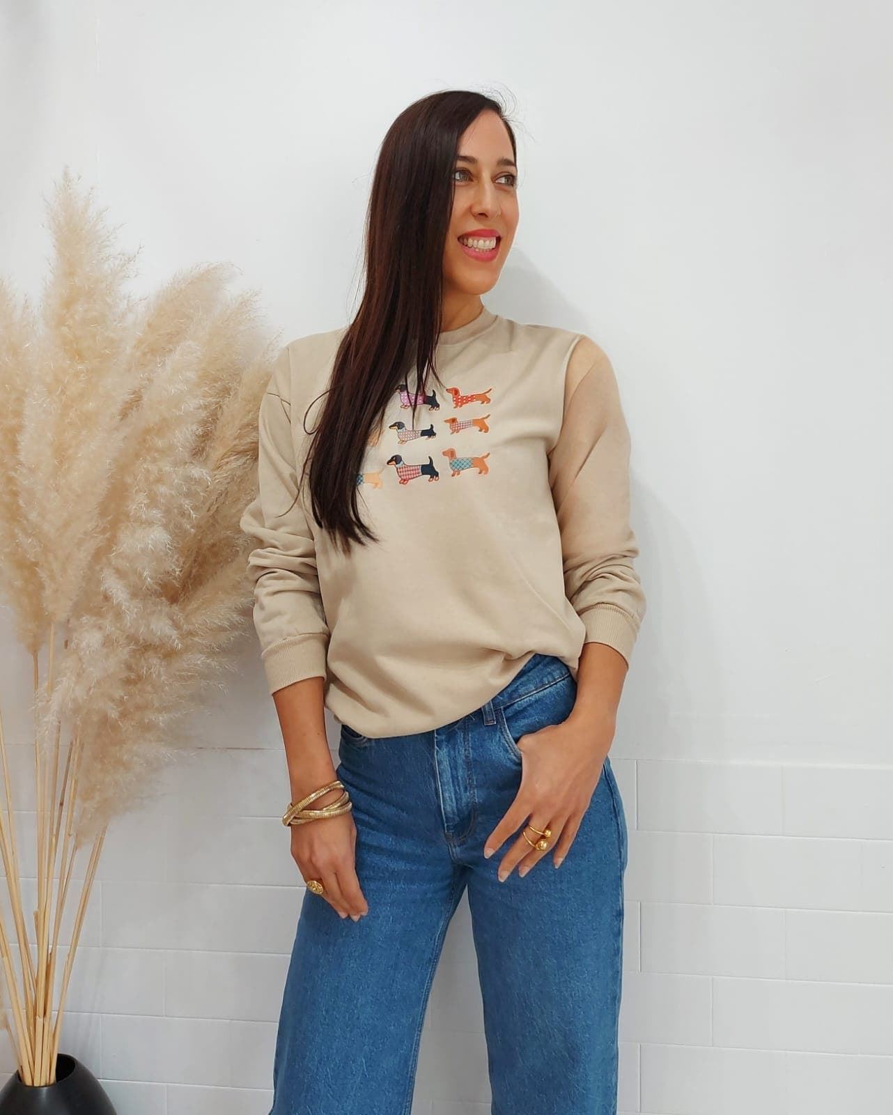 SUDADERA PERROS BEIGE - Imagen 5
