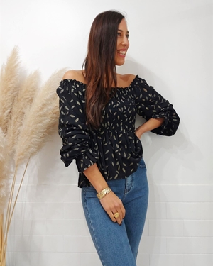 TOP GOLDEN LEAVES NEGRO - Imagen 1