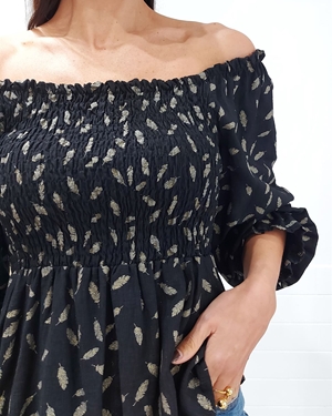 TOP GOLDEN LEAVES NEGRO - Imagen 2