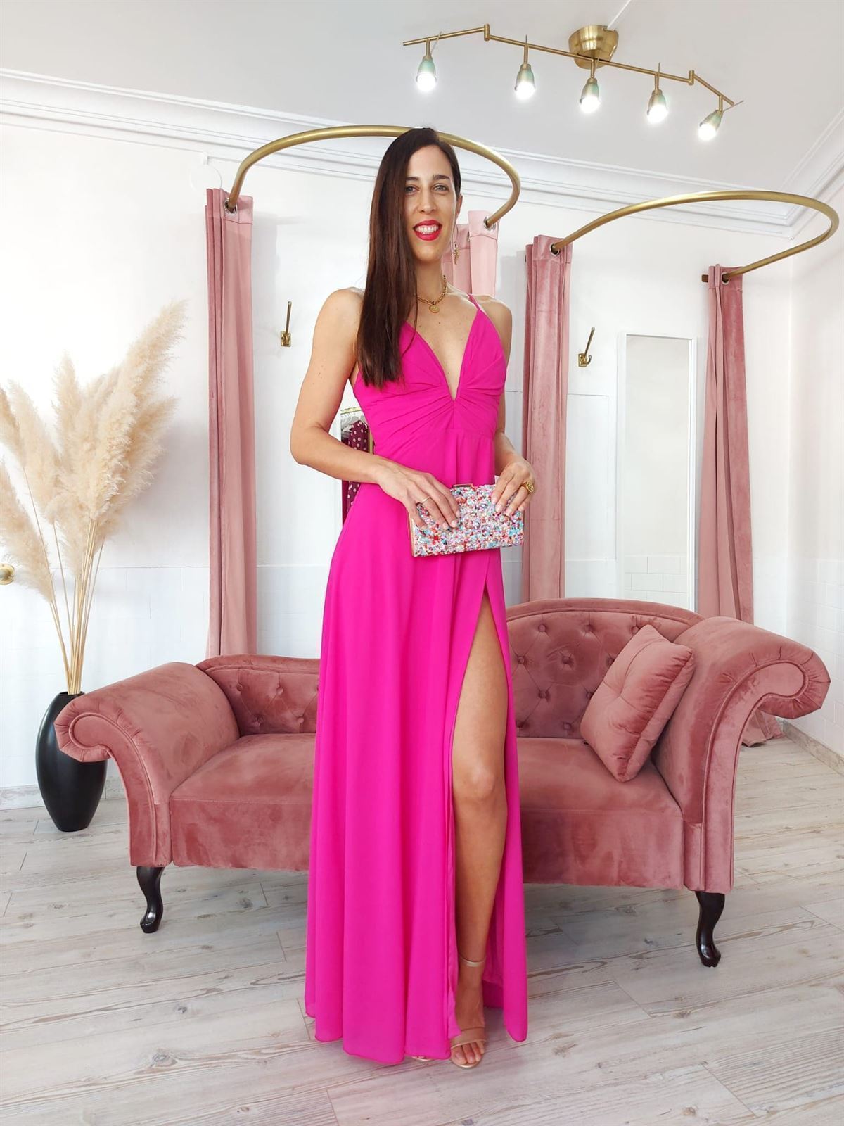 VESTIDO ALDARA FUCSIA - Imagen 1