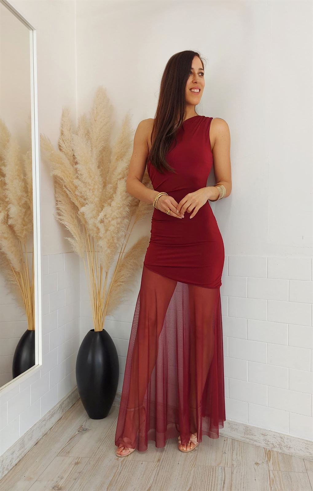 VESTIDO ASIA BURDEOS - Imagen 4