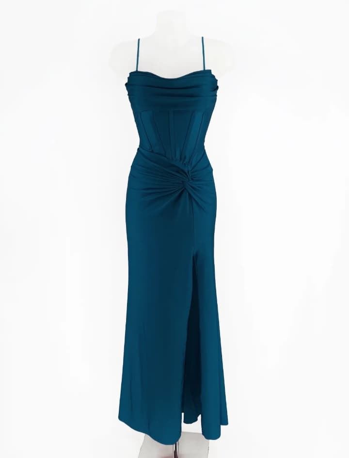 VESTIDO ATENEA AZUL PETROLEO - Imagen 1