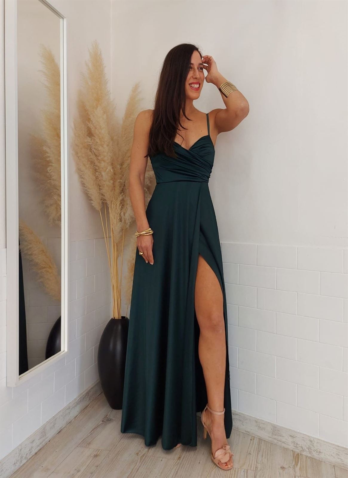 VESTIDO CAMPELLO VERDE BOTELLA - Imagen 11