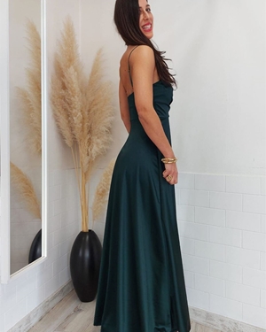 VESTIDO CAMPELLO VERDE BOTELLA - Imagen 2