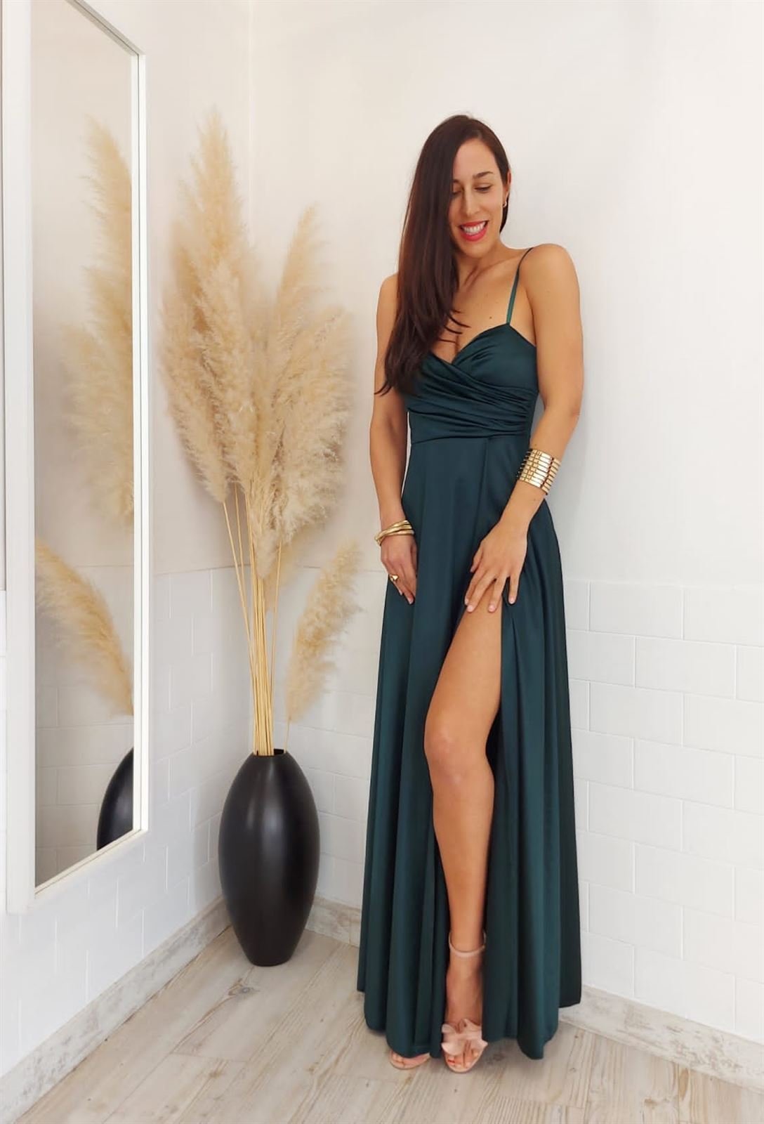VESTIDO CAMPELLO VERDE BOTELLA - Imagen 5