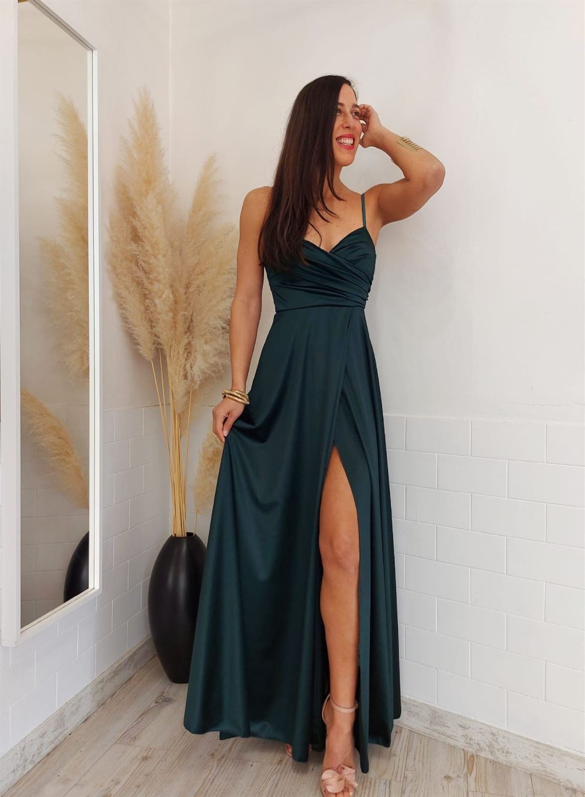 VESTIDO CAMPELLO VERDE BOTELLA - Imagen 8