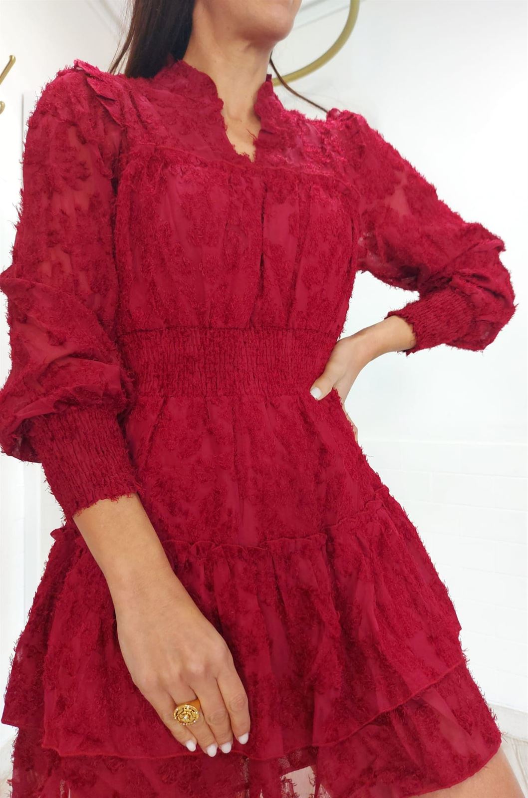 VESTIDO CORTO BURDEOS - Imagen 4
