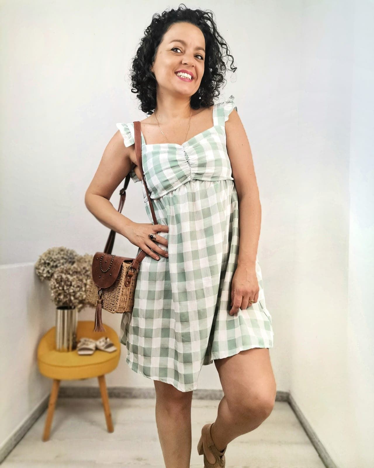 VESTIDO CUADROS VERDE - Imagen 3