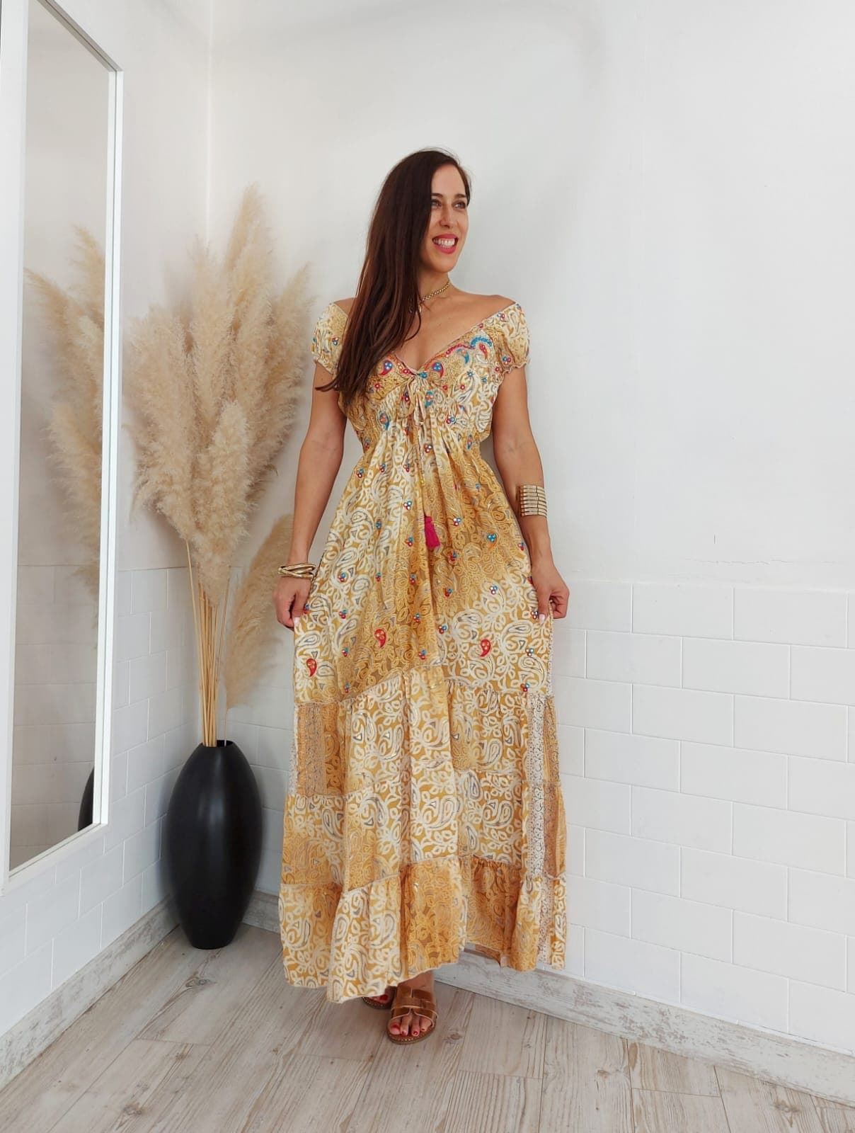 VESTIDO DELHI MOSTAZA - Imagen 1
