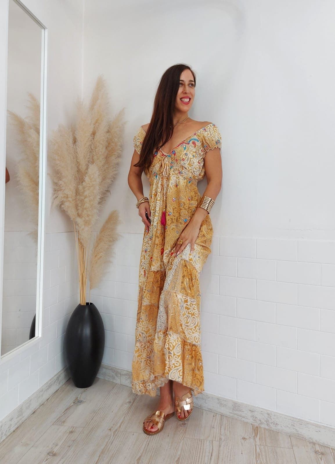 VESTIDO DELHI MOSTAZA - Imagen 4