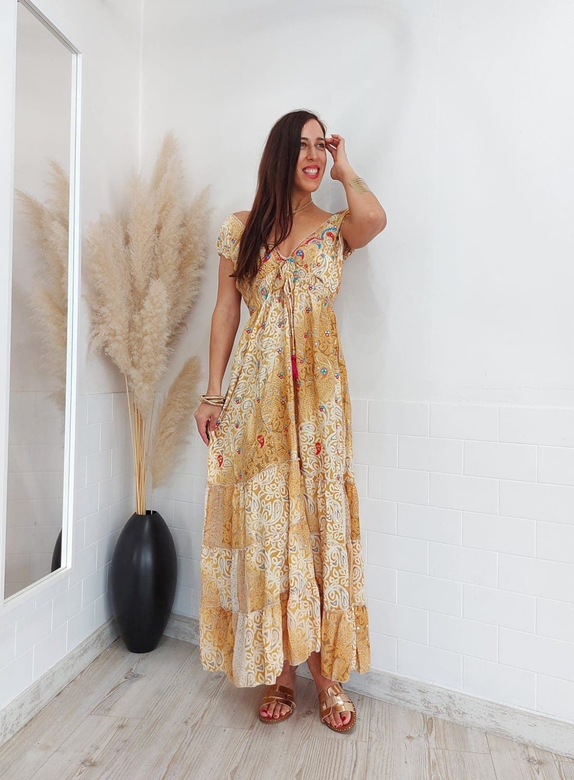 VESTIDO DELHI MOSTAZA - Imagen 6