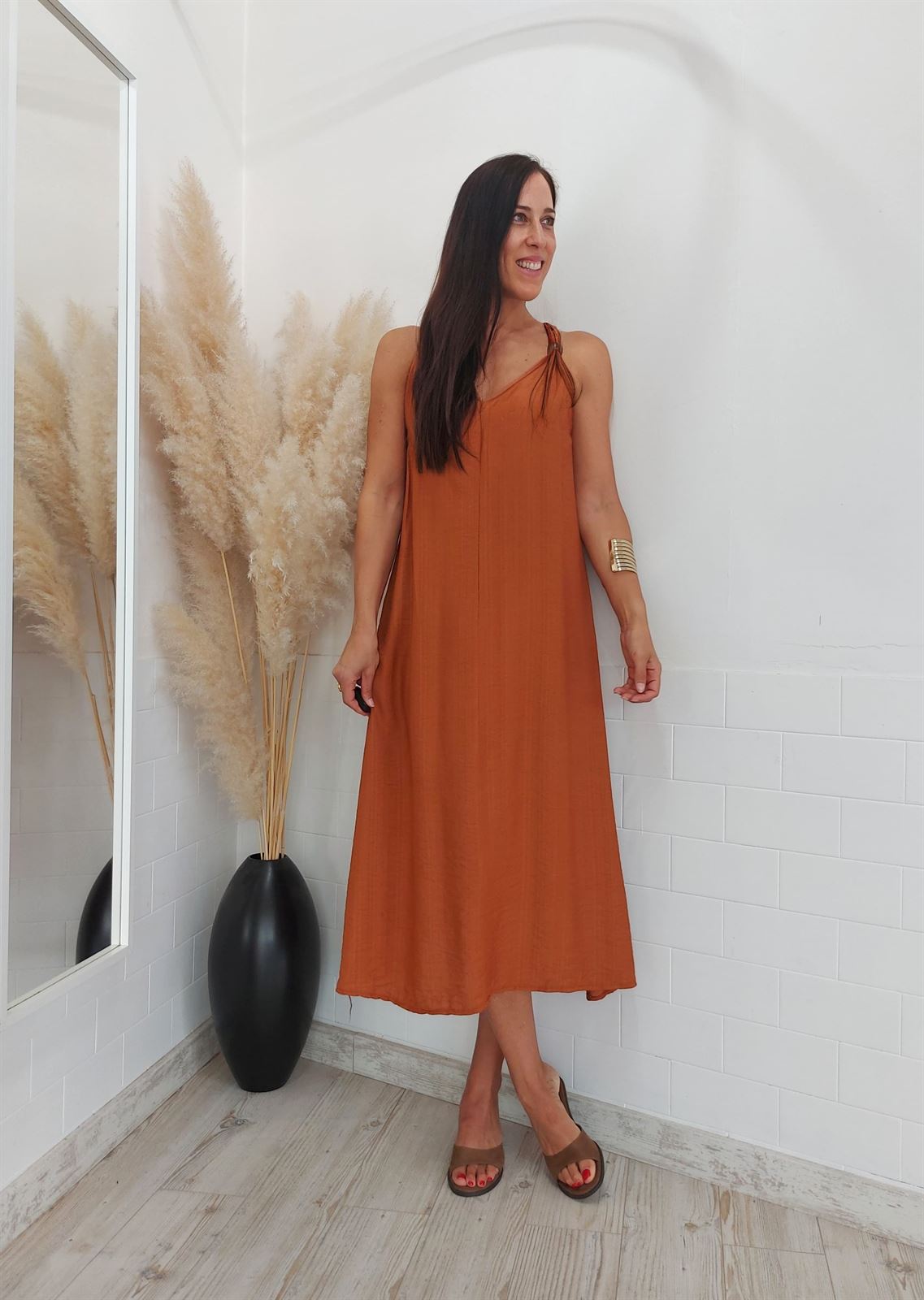 VESTIDO DUBAI TEJA - Imagen 1