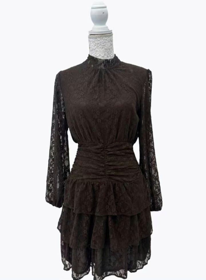 VESTIDO ENCAJE CHOCOLATE - Imagen 1