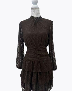 VESTIDO ENCAJE CHOCOLATE - Imagen 1