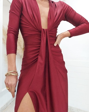 VESTIDO ESCOTE BURDEOS - Imagen 2