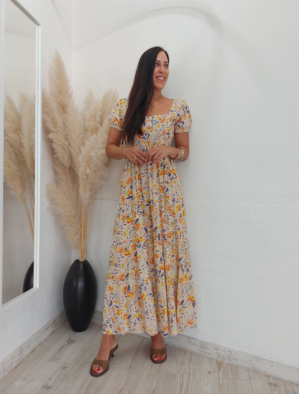VESTIDO ESTAMPADO BEIGE - Imagen 3