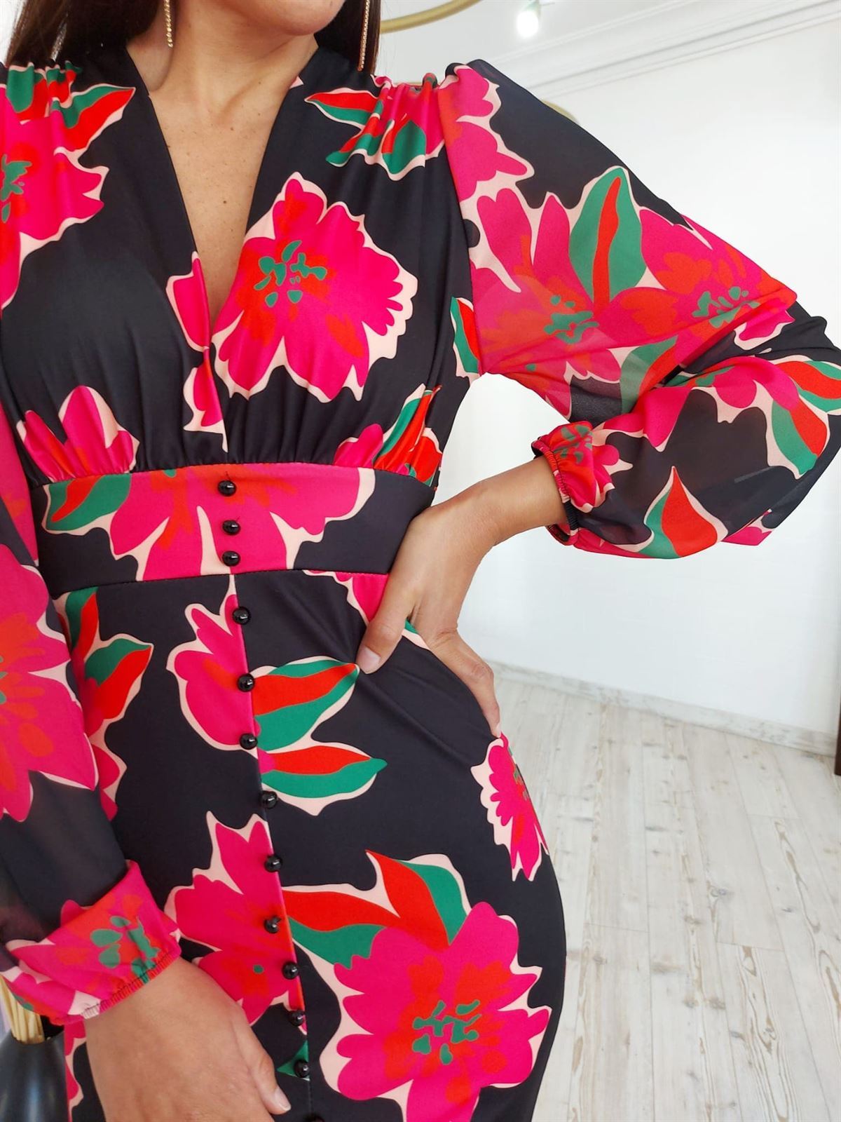 VESTIDO ESTAMPADO COLECCIÓN FIESTA LOW COST - Imagen 2