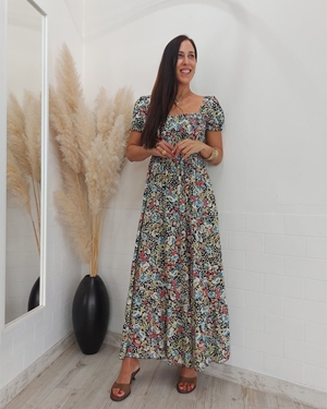 VESTIDO ESTAMPADO NEGRO - Imagen 1