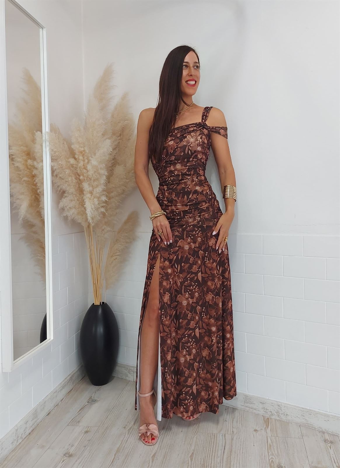 VESTIDO FLORENCIA ESTAMPADO CHOCOLATE - Imagen 2