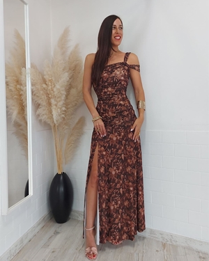 VESTIDO FLORENCIA ESTAMPADO CHOCOLATE - Imagen 2