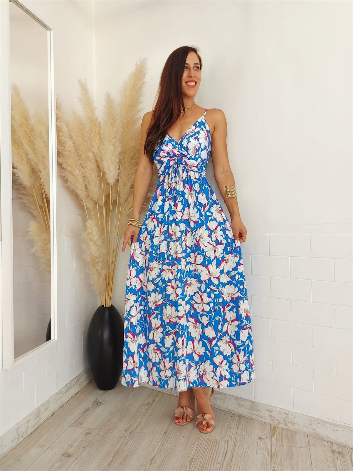VESTIDO GOLDEN AZUL - Imagen 1
