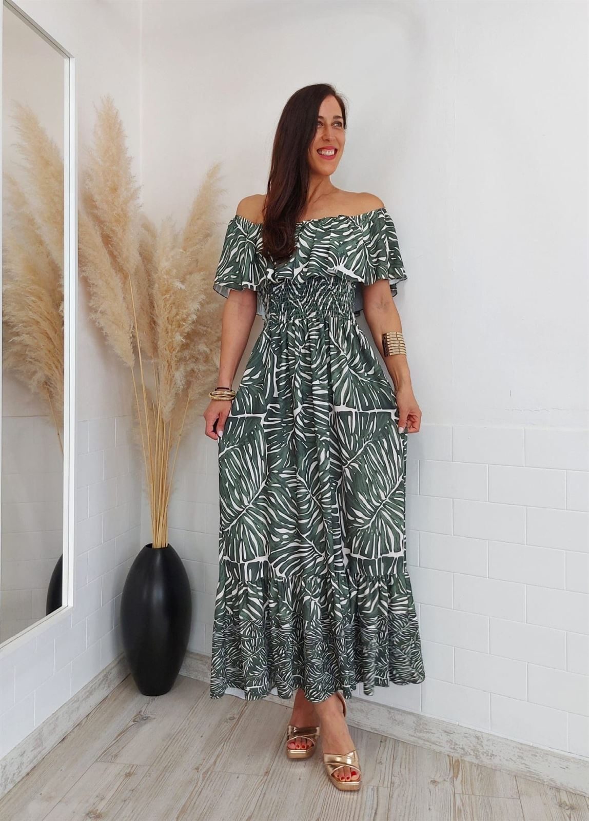 VESTIDO GREEN LEAVES - Imagen 1