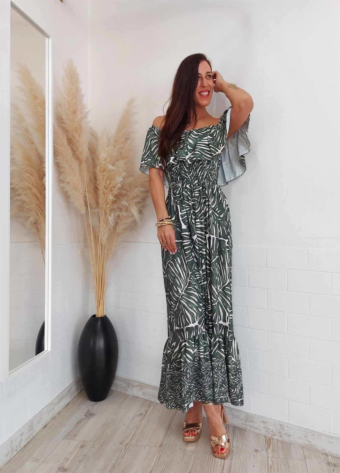 VESTIDO GREEN LEAVES - Imagen 3