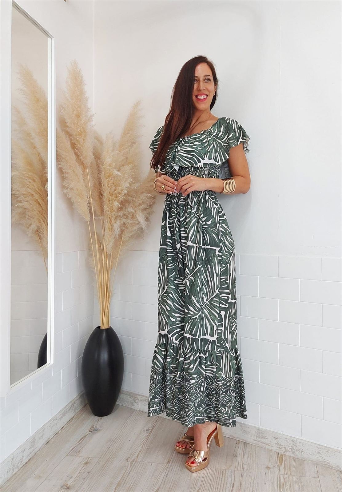 VESTIDO GREEN LEAVES - Imagen 6