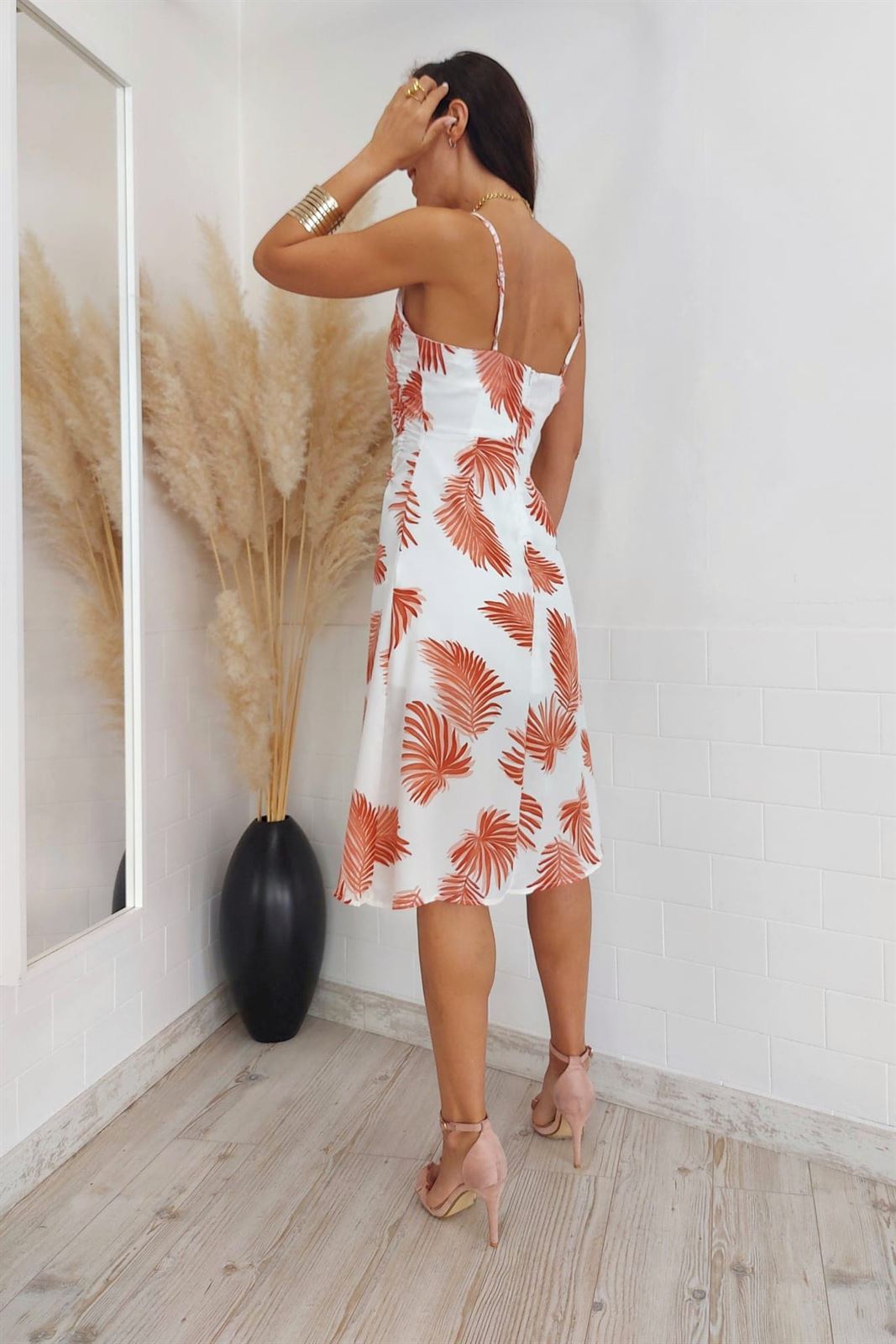 VESTIDO HOJAS BLANCO - Imagen 2