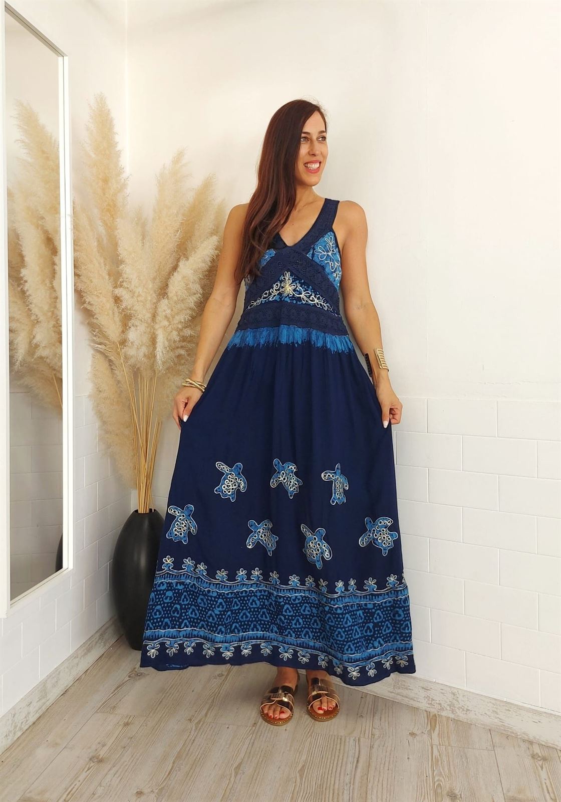 VESTIDO IBIZA ESTAMPADO AZUL - Imagen 1