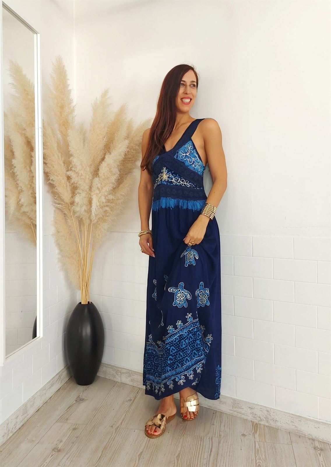 VESTIDO IBIZA ESTAMPADO AZUL - Imagen 3
