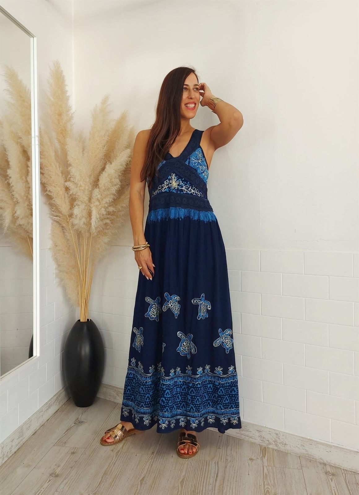 VESTIDO IBIZA ESTAMPADO AZUL - Imagen 5