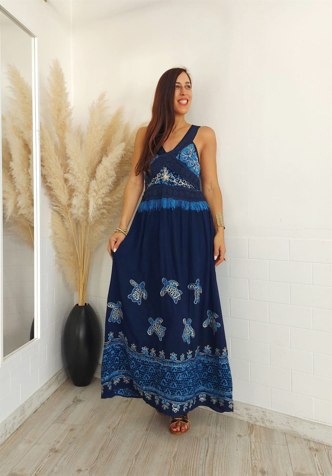 VESTIDO IBIZA ESTAMPADO AZUL - Imagen 6