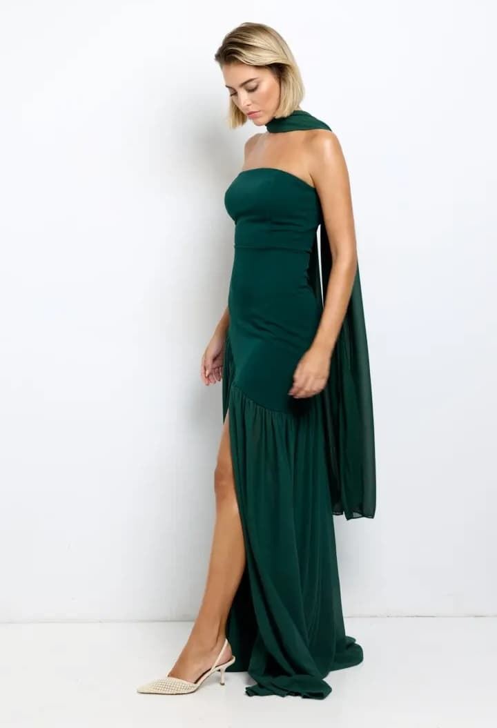 VESTIDO IRENE VERDE BOTELLA - Imagen 1