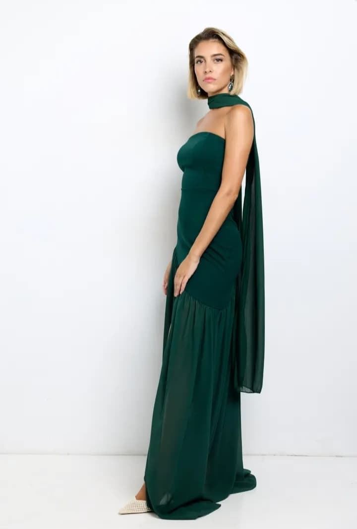 VESTIDO IRENE VERDE BOTELLA - Imagen 4