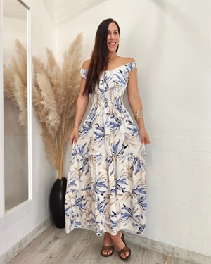 VESTIDO LEAVES AZUL - Imagen 1