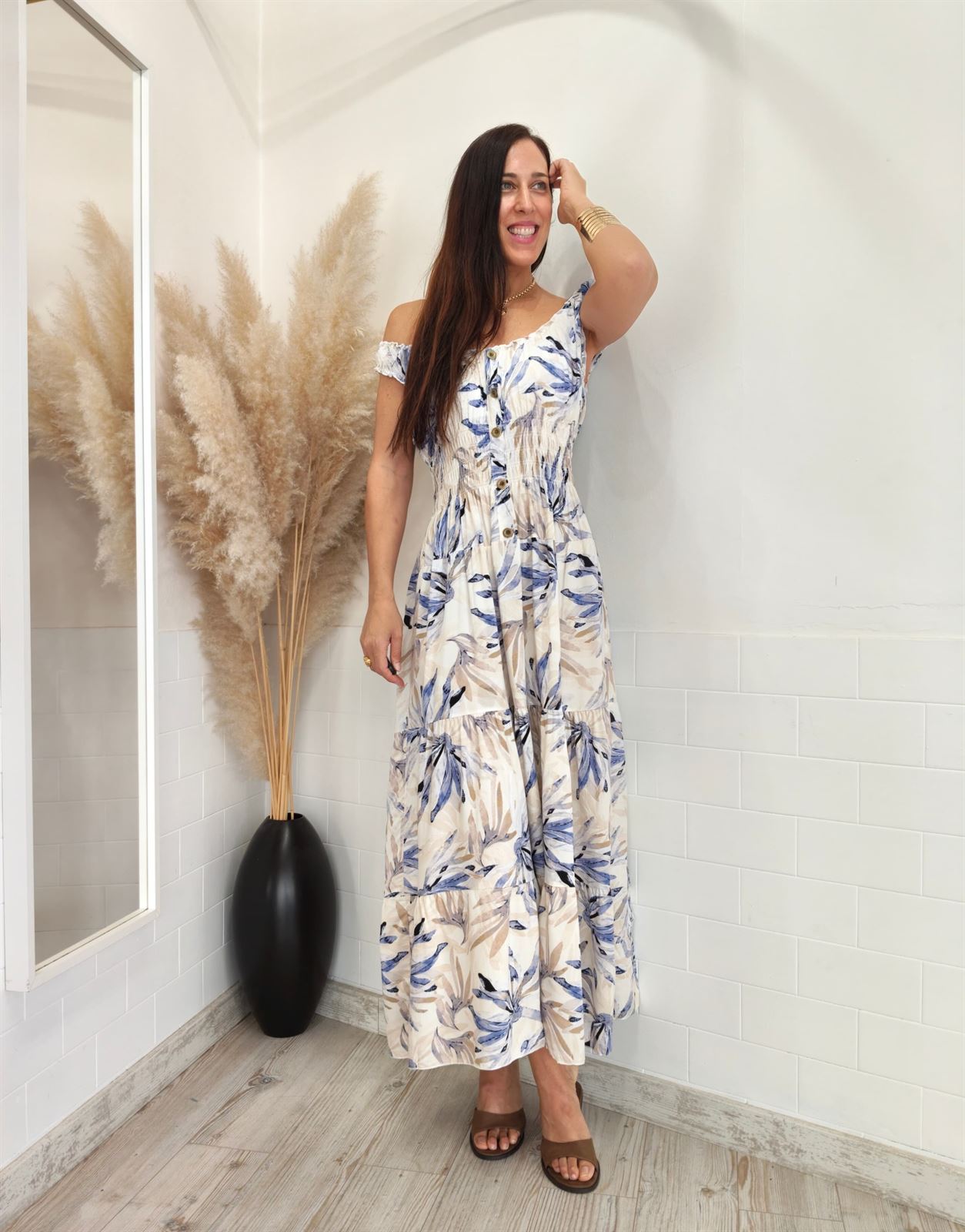 VESTIDO LEAVES AZUL - Imagen 4